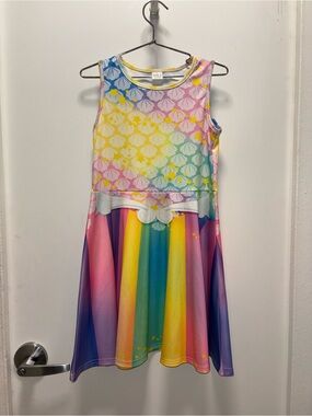 Girls Rainbow Skater Dress with Shell Print- Youth Size L